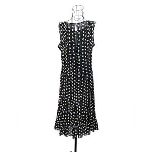 Sandra Darren Black Polka Dot Midi Dress Size 6